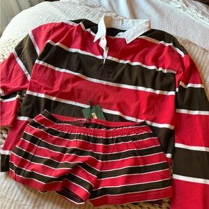 Daily Drills Red and Brown Striped Top